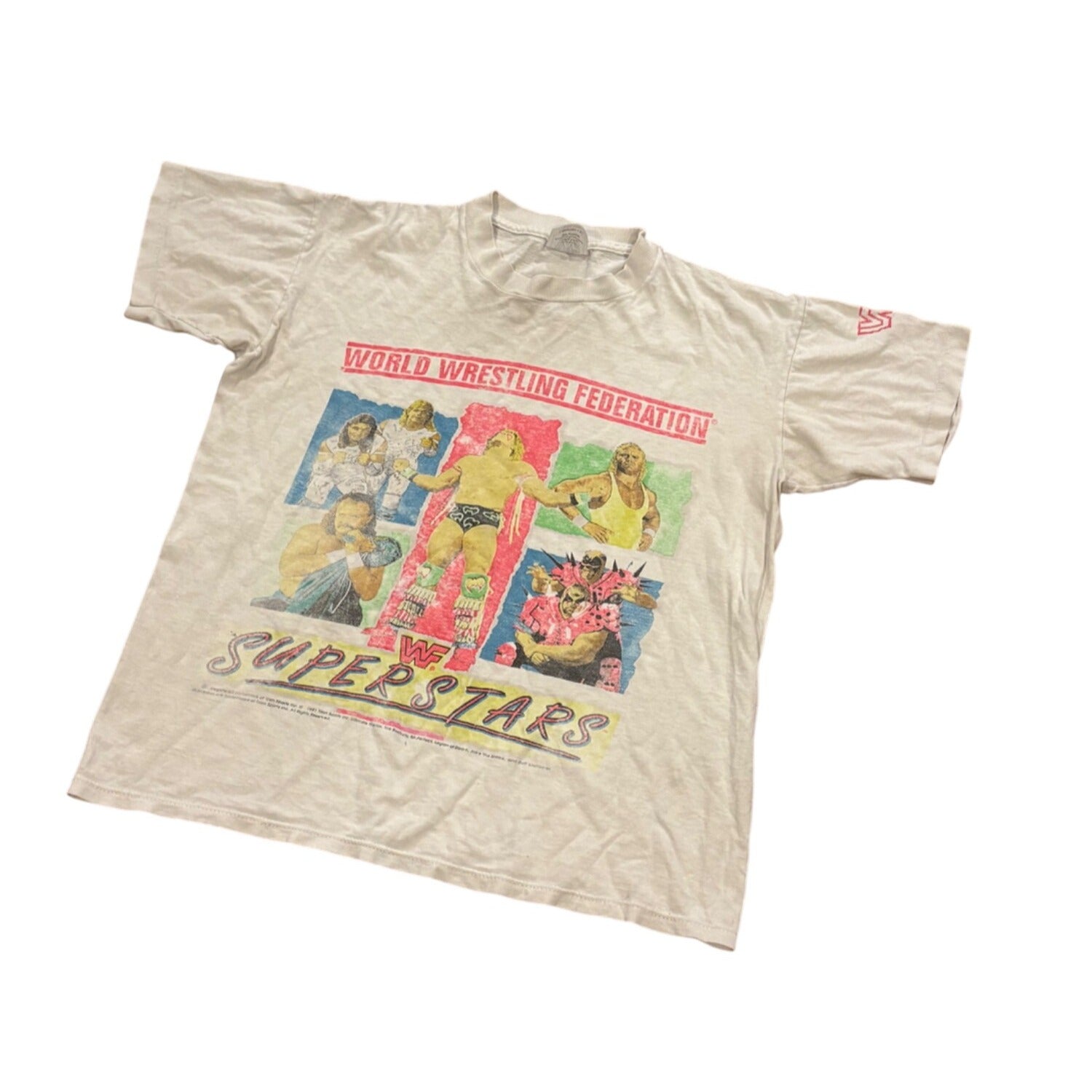 Vtg 1991 WWF Superstars T-Shirt Warrior Mr. Perfect Rockers LOD Jake Roberts YXL