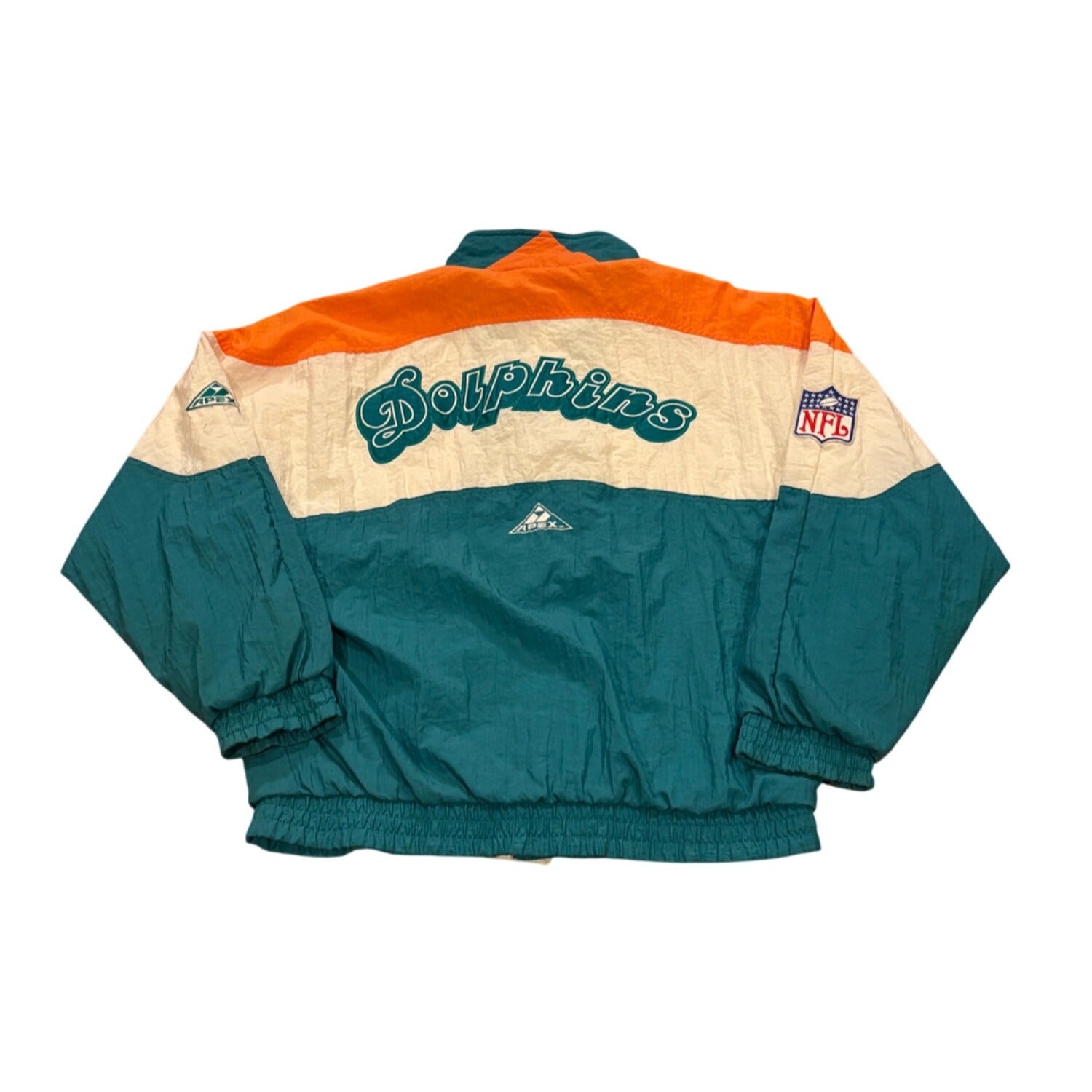 Vintage 1990's Apex One Miami Dolphins NFL Full Zip Windbreaker Jacket Medium