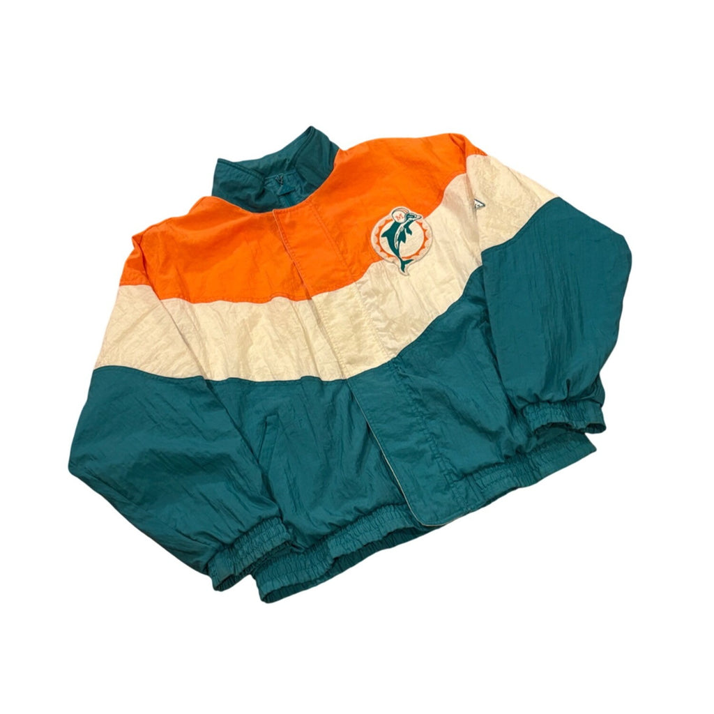 Vintage 1990's Apex One Miami Dolphins NFL Full Zip Windbreaker Jacket Medium