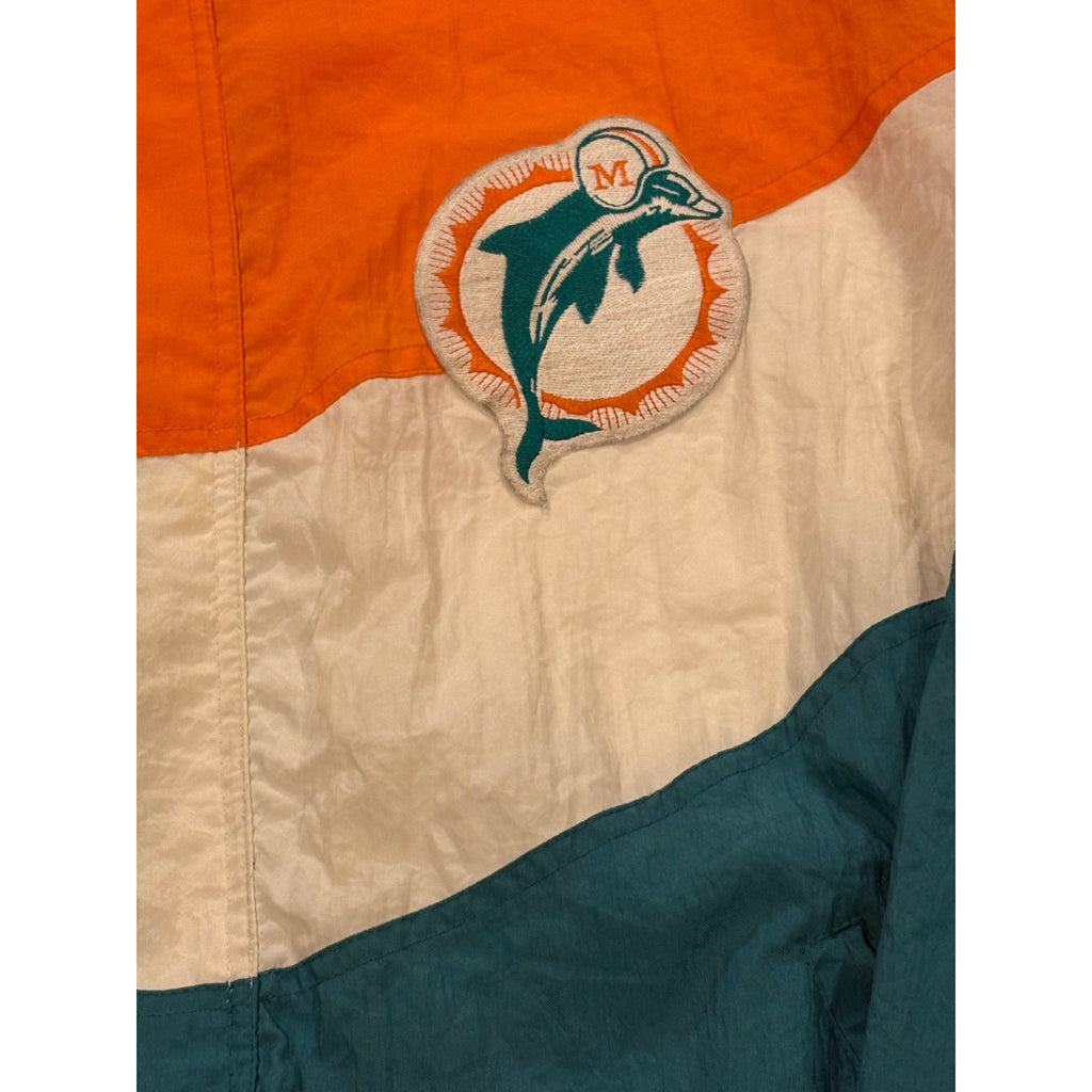 Vintage 1990's Apex One Miami Dolphins NFL Full Zip Windbreaker Jacket Medium