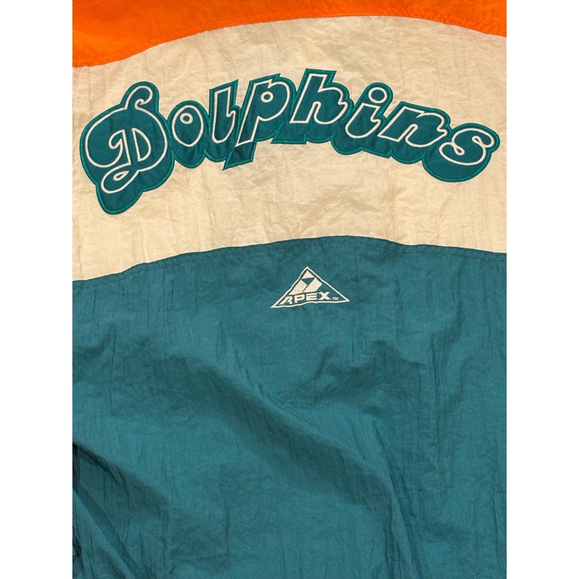 Vintage 1990's Apex One Miami Dolphins NFL Full Zip Windbreaker Jacket Medium