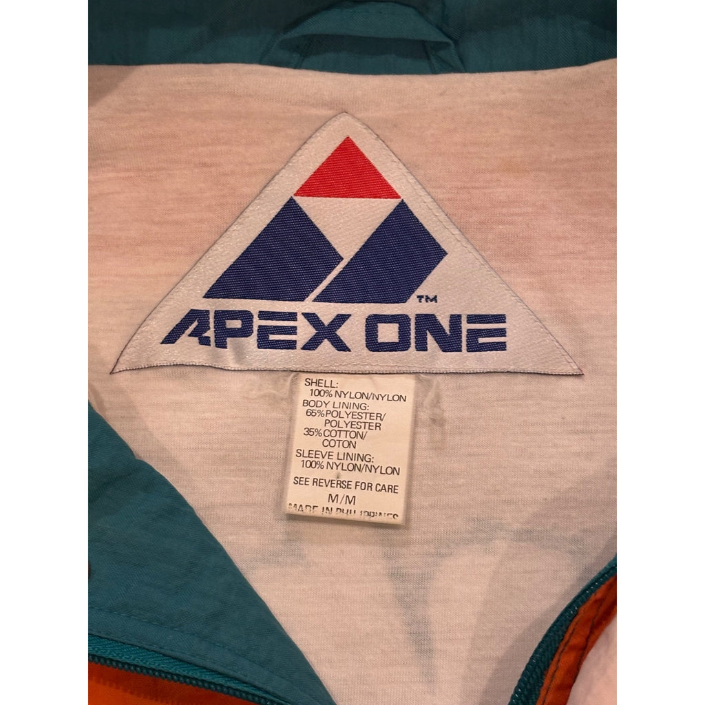 Vintage 1990's Apex One Miami Dolphins NFL Full Zip Windbreaker Jacket Medium