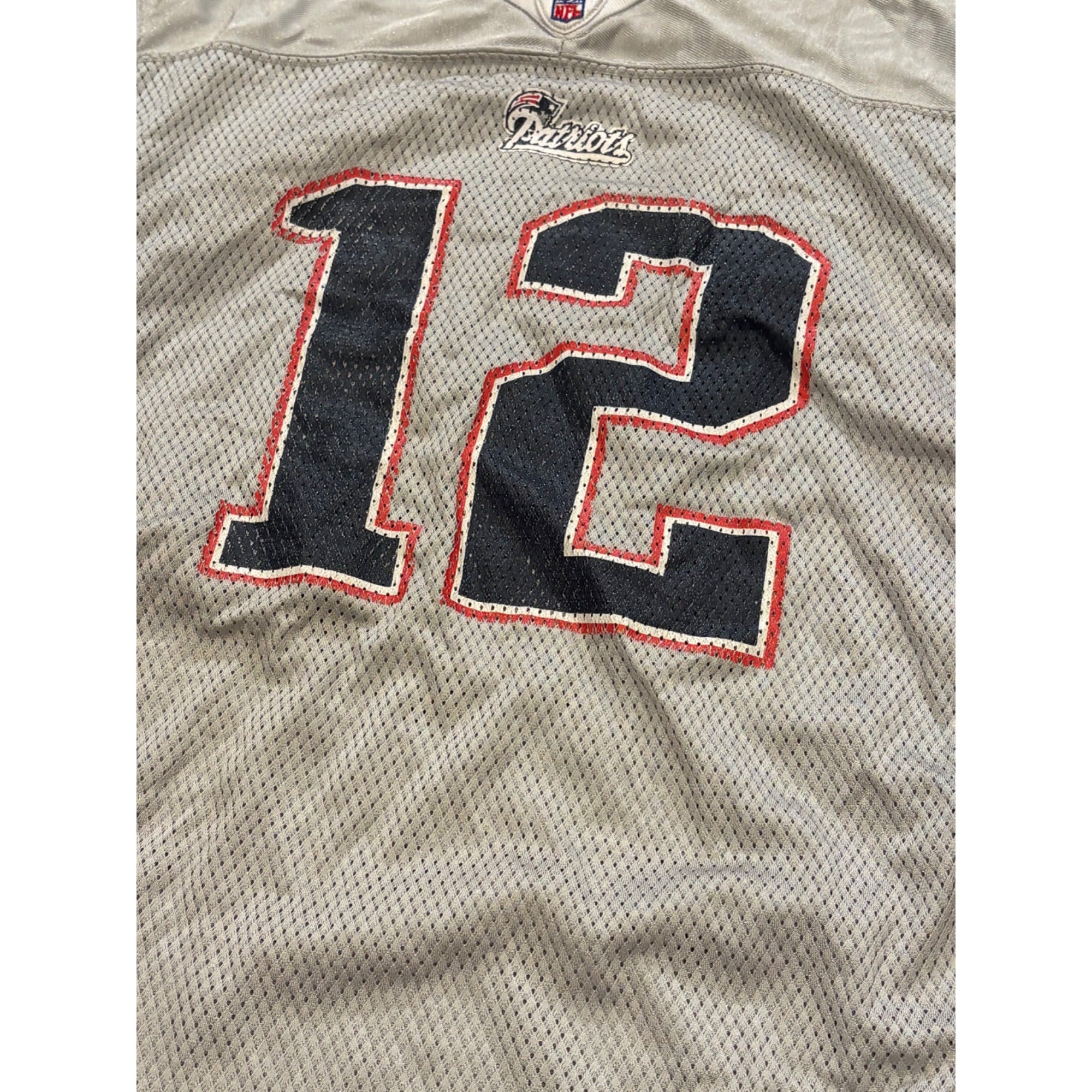 Rare Reebok New England Patriots Tom Brady #12 Silver NFL Jersey Youth XL 18-20