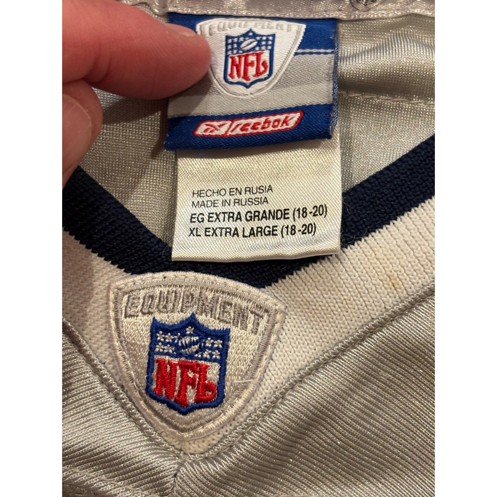 Rare Reebok New England Patriots Tom Brady #12 Silver NFL Jersey Youth XL 18-20