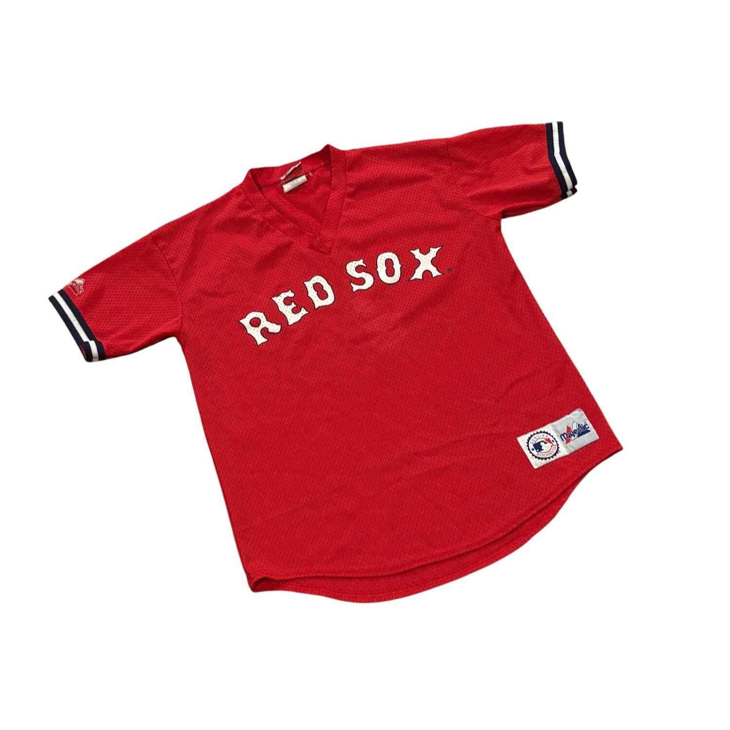 Vintage Majestic Boston Red Sox MLB Baseball Pullover Jersey Red Youth XL