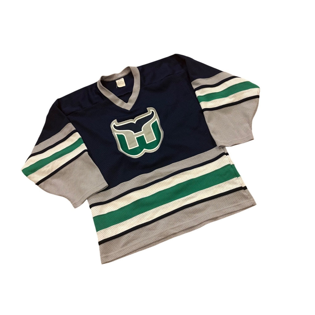 Vintage 80s CCM Hartford Whalers NHL Hockey Jersey Stitched Blue Men's Medium