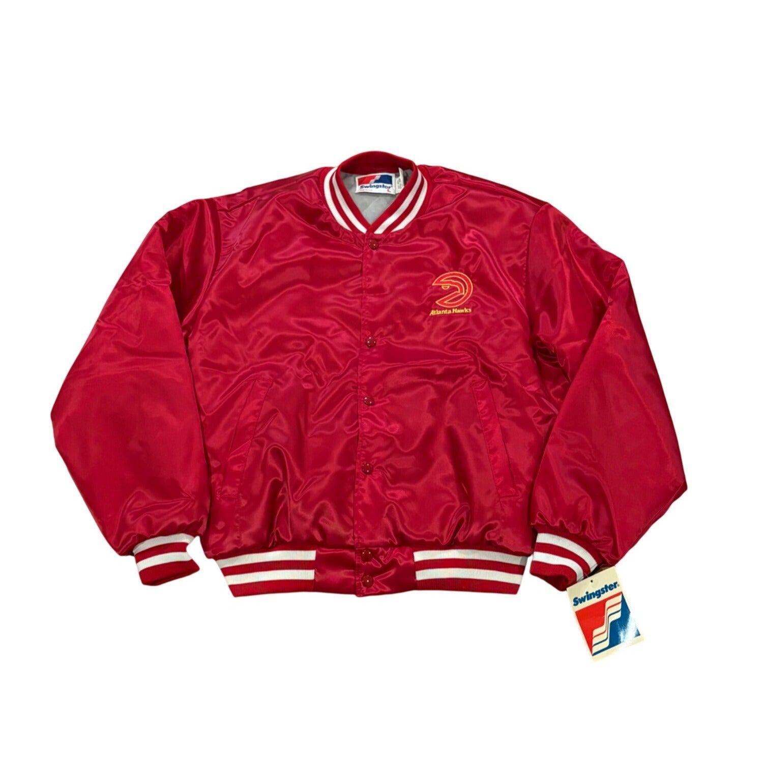 Deadstock Vintage 1980's Swingster Atlanta Hawks NBA Satin Jacket Men's Large