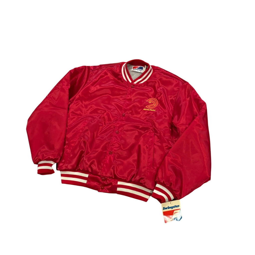 Deadstock Vintage 1980's Swingster Atlanta Hawks NBA Satin Jacket Men's Large