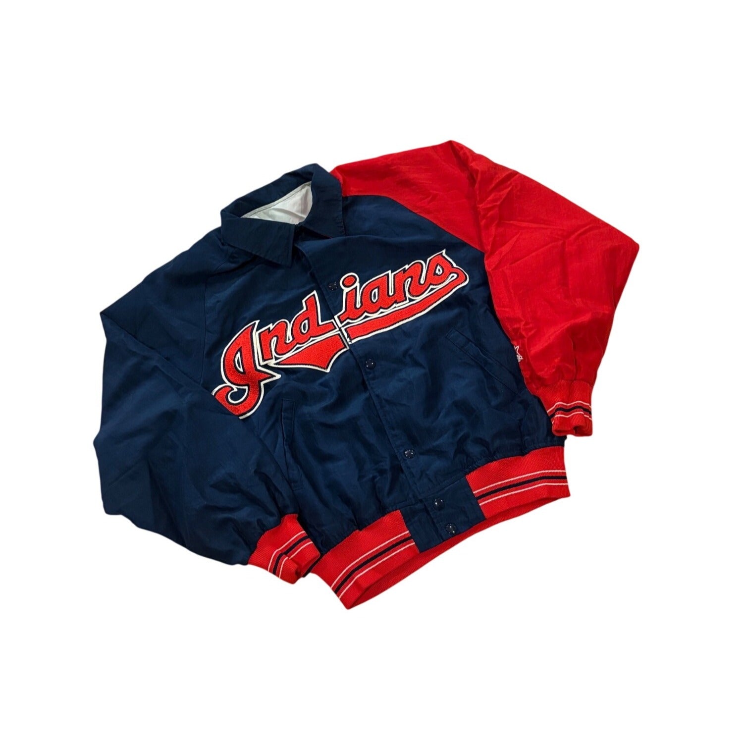 Vintage 90s Starter Diamond Collection Cleveland Indians MLB Bomber Jacket M