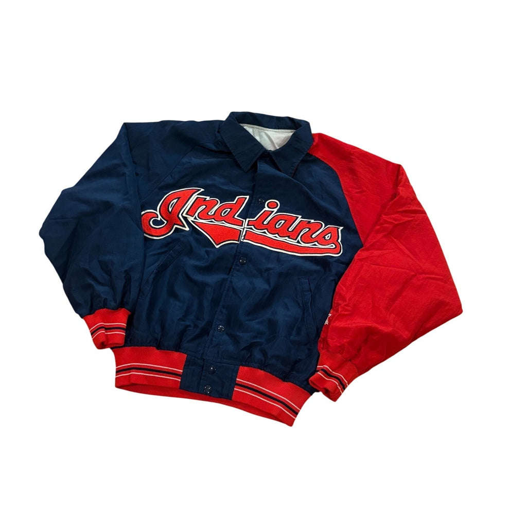 Vintage 90s Starter Diamond Collection Cleveland Indians MLB Bomber Jacket M