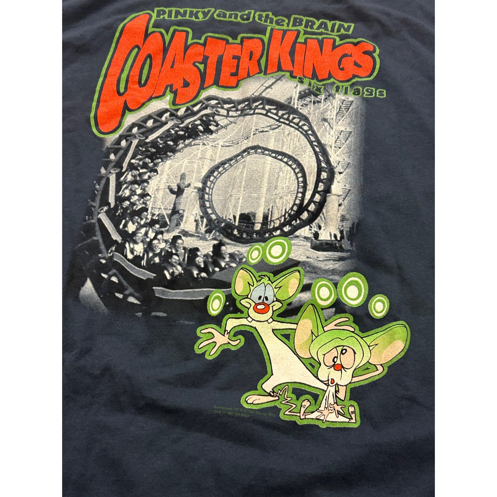 Rare Vintage 1997 Pinky and the Brain Coaster Kings Six Flags T-Shirt Men's XL