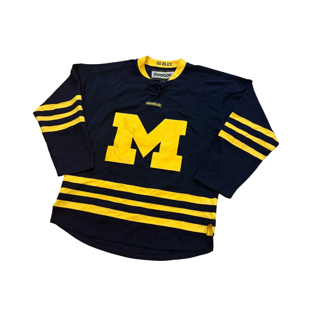Reebok University of Michigan Wolverines NCAA Hockey Jersey Blue Men's Medium