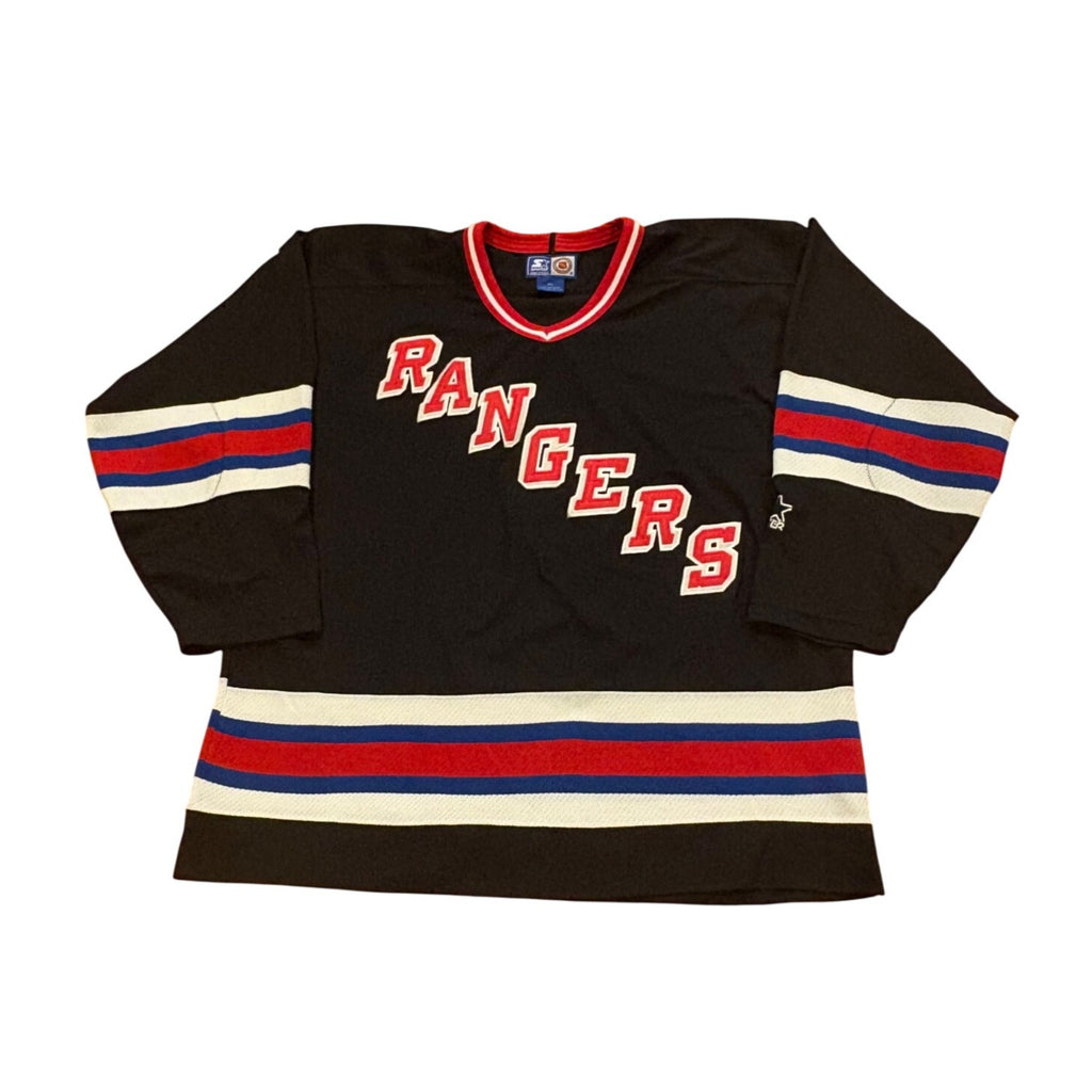 Rare Vintage 90s Starter New York Rangers Black NHL Hockey Jersey Men's XL
