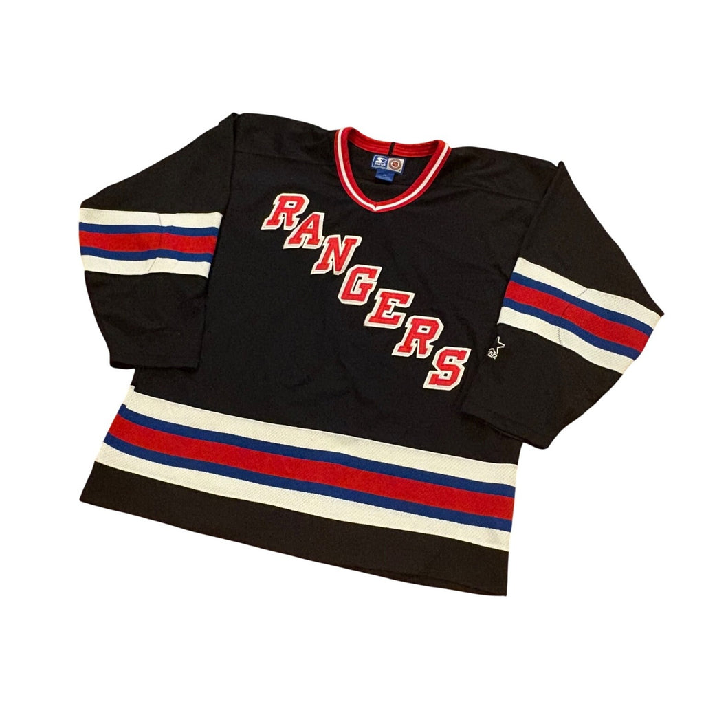 Rare Vintage 90s Starter New York Rangers Black NHL Hockey Jersey Men's XL