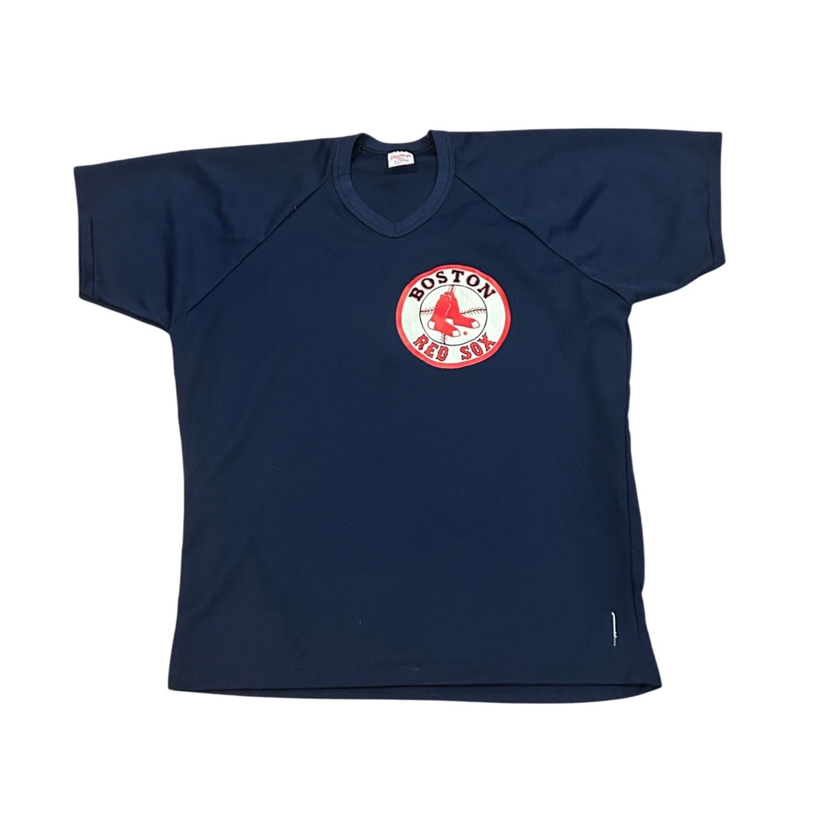 Vintage 1980's Rawlings Boston Red Sox Logo V-Neck Single Stitch Shirt Men's XL