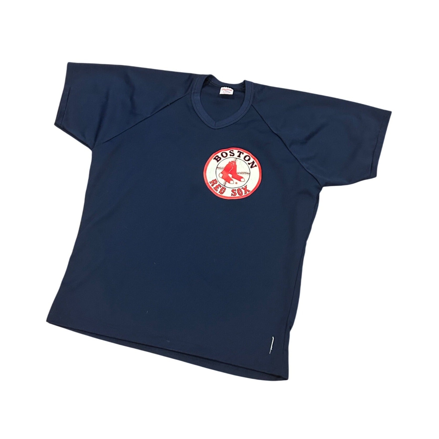 Vintage 1980's Rawlings Boston Red Sox Logo V-Neck Single Stitch Shirt Men's XL