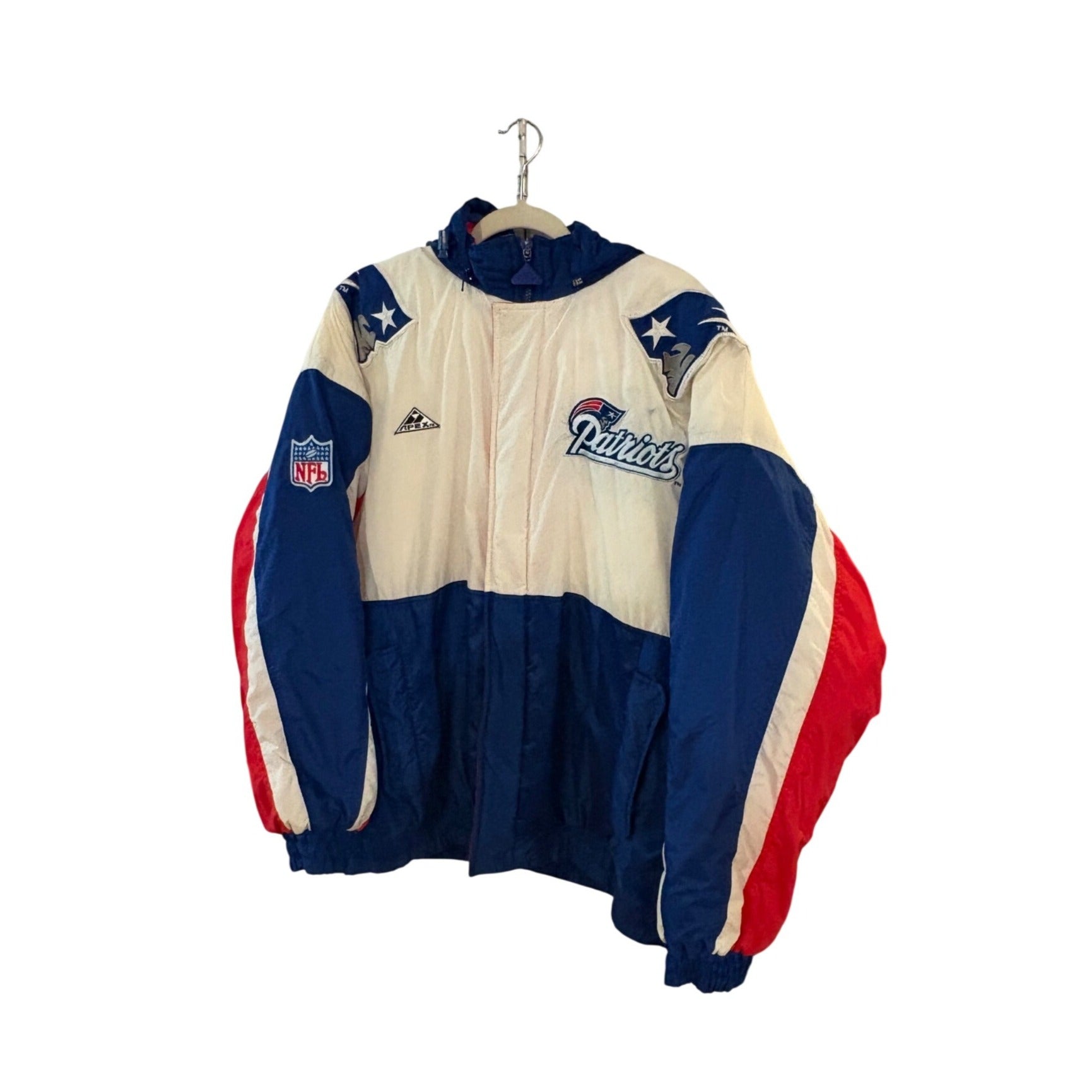 Vintage 90s Apex One New England Patriots NFL Pro Line Full Zip Puffer Jacket XL