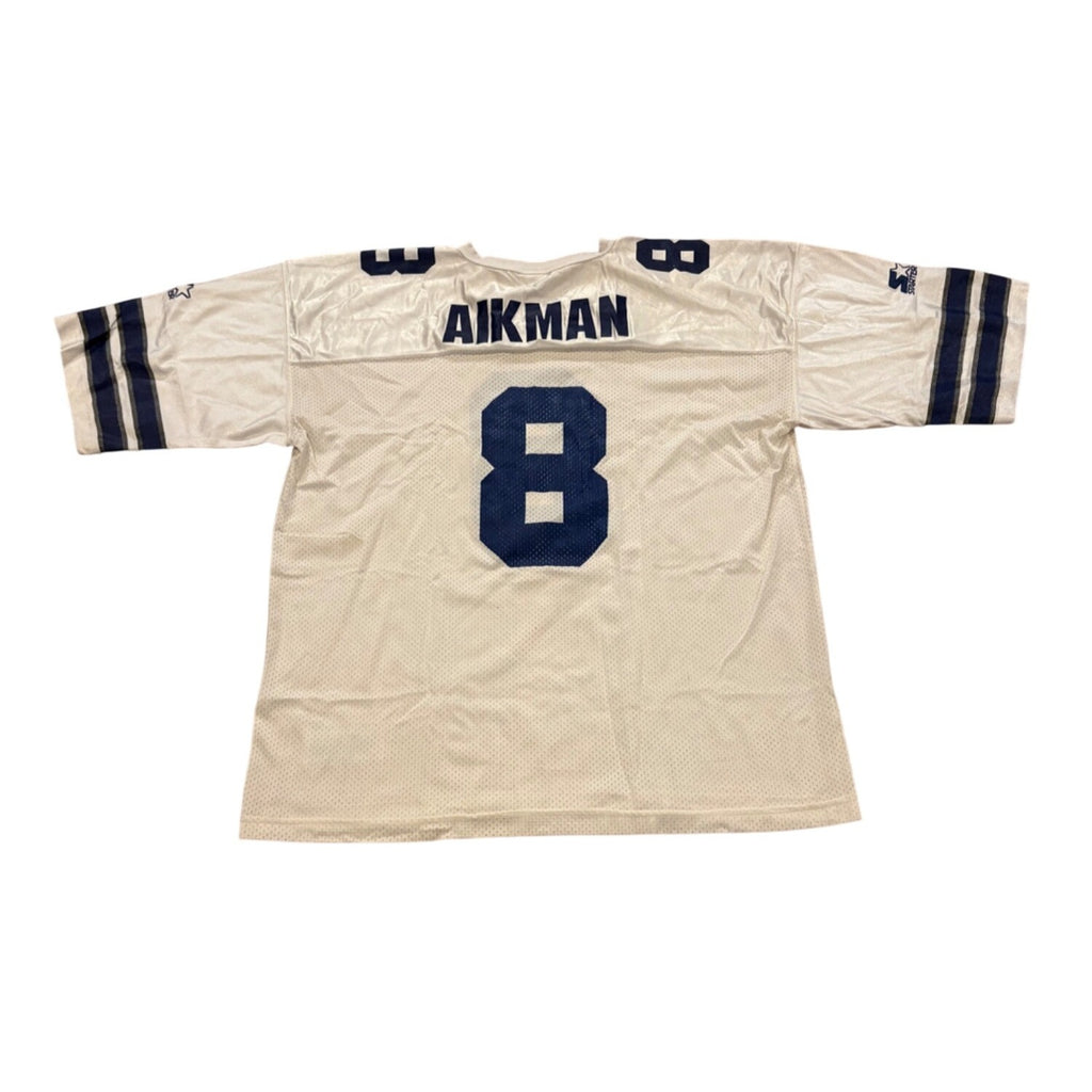 Vintage 1990's Starter Dallas Cowboys Troy Aikman #8 White NFL Jersey Men's 2XL