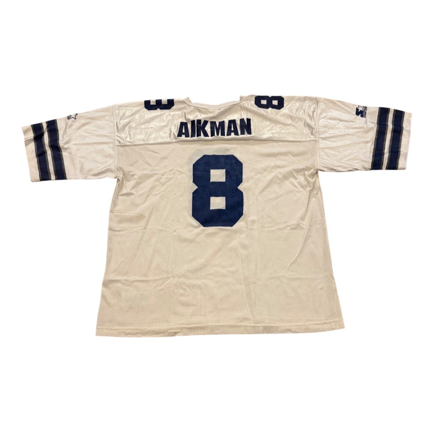 Vintage 1990's Starter Dallas Cowboys Troy Aikman #8 White NFL Jersey Men's 2XL