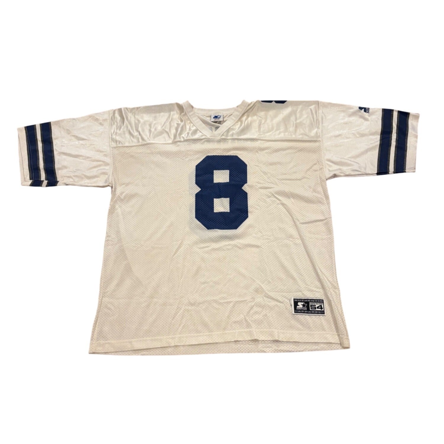 Vintage 1990's Starter Dallas Cowboys Troy Aikman #8 White NFL Jersey Men's 2XL