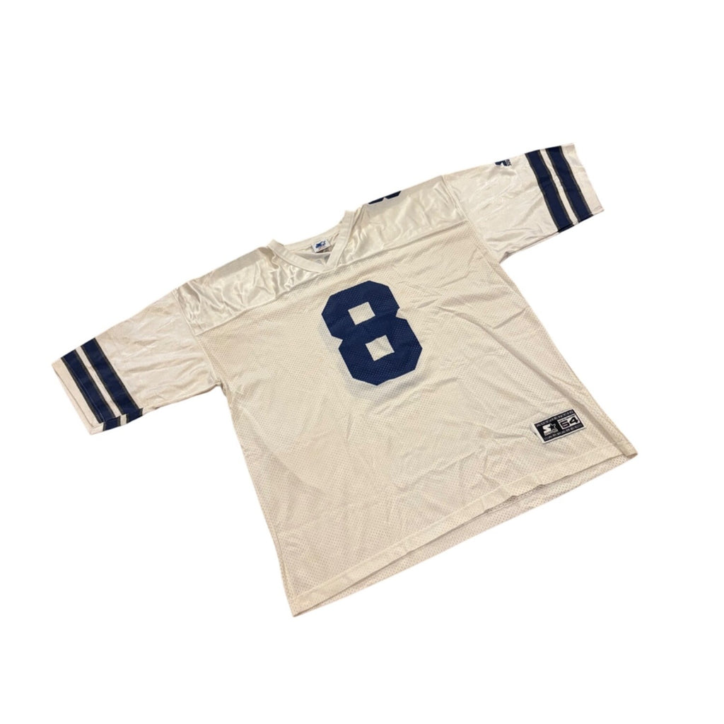 Vintage 1990's Starter Dallas Cowboys Troy Aikman #8 White NFL Jersey Men's 2XL