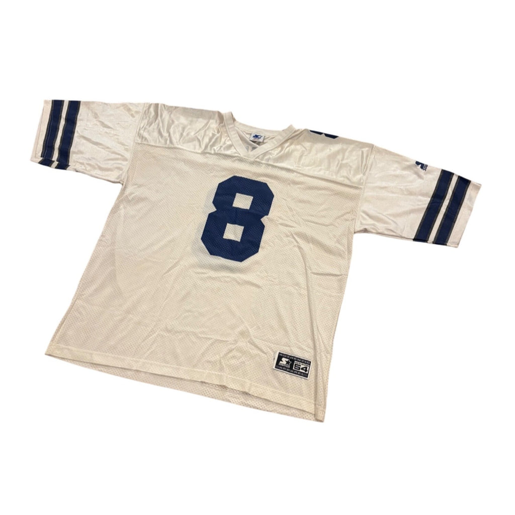 Vintage 1990's Starter Dallas Cowboys Troy Aikman #8 White NFL Jersey Men's 2XL