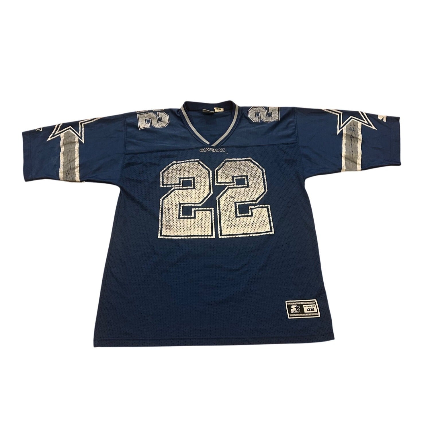 Vintage 1995 Starter Dallas Cowboys Emmitt Smith #22 Blue NFL Jersey Men's Large
