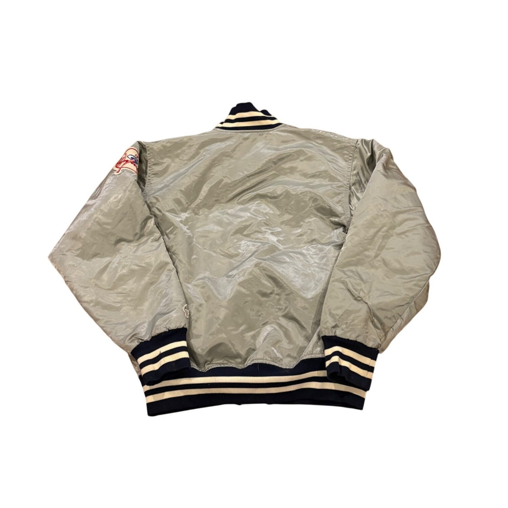 Vintage 1980's Felco New York Yankees Gray Satin Jacket Men's Medium Read Flaws