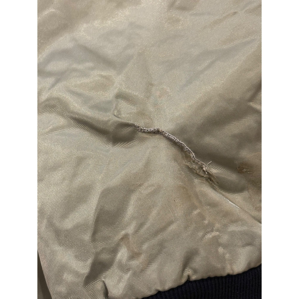 Vintage 1980's Felco New York Yankees Gray Satin Jacket Men's Medium Read Flaws