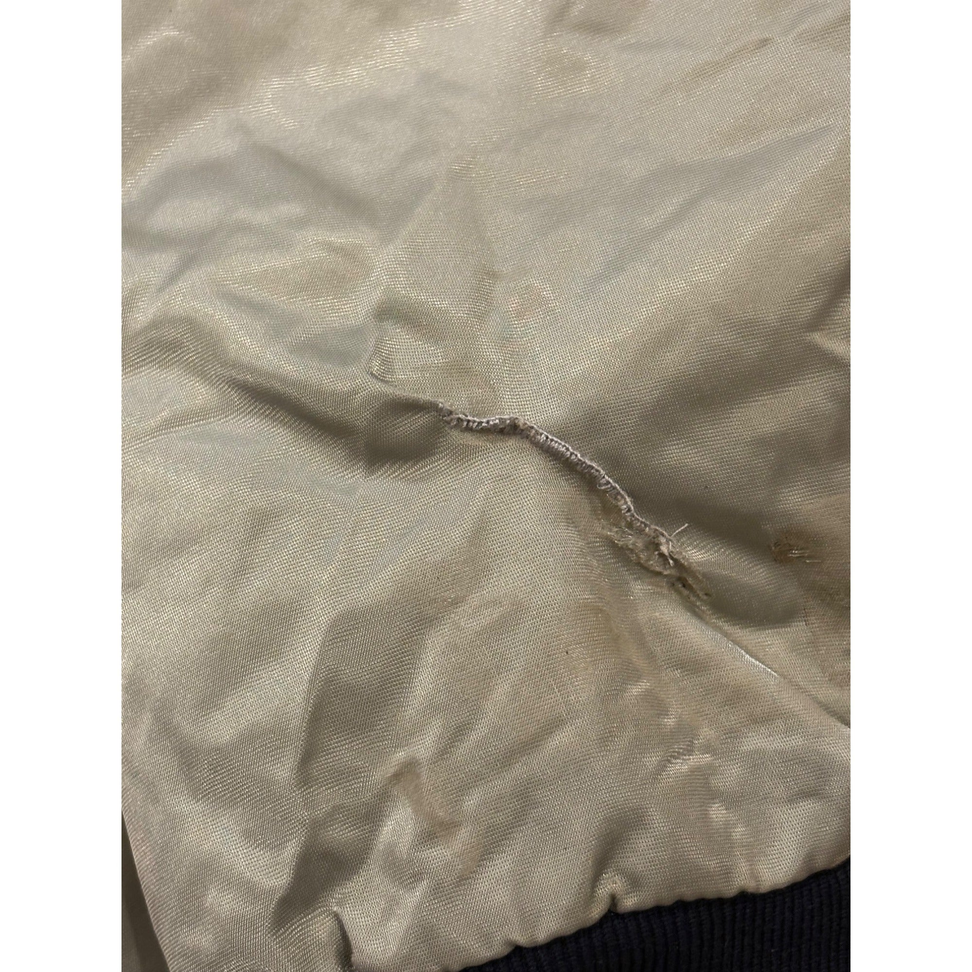 Vintage 1980's Felco New York Yankees Gray Satin Jacket Men's Medium Read Flaws