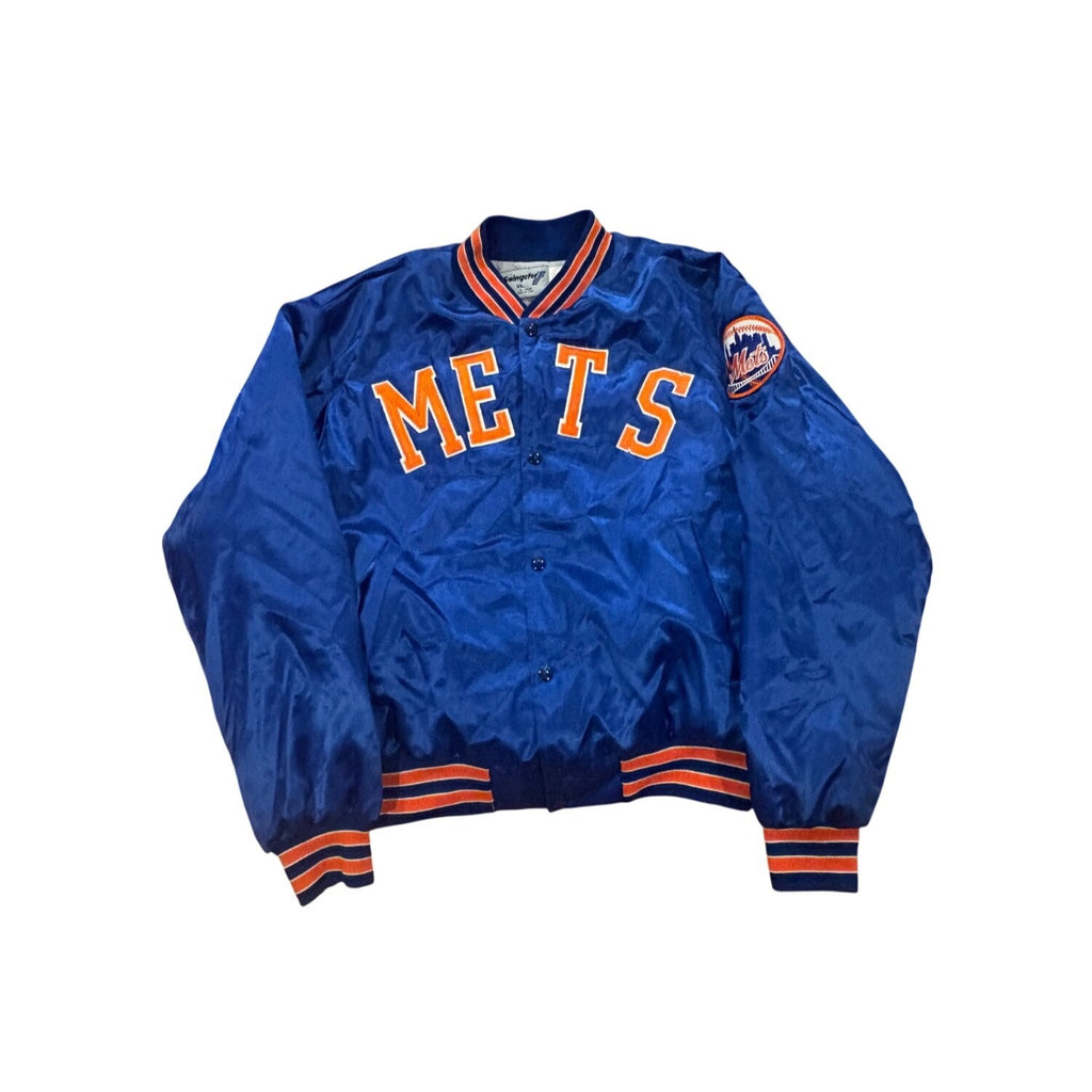 Vintage 80s Swingster New York Mets Spellout MLB Satin Bomber Jacket Men's XL