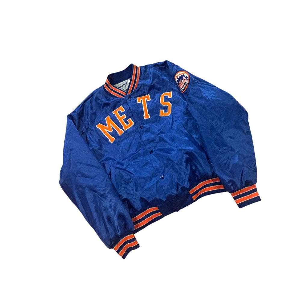 Vintage 80s Swingster New York Mets Spellout MLB Satin Bomber Jacket Men's XL