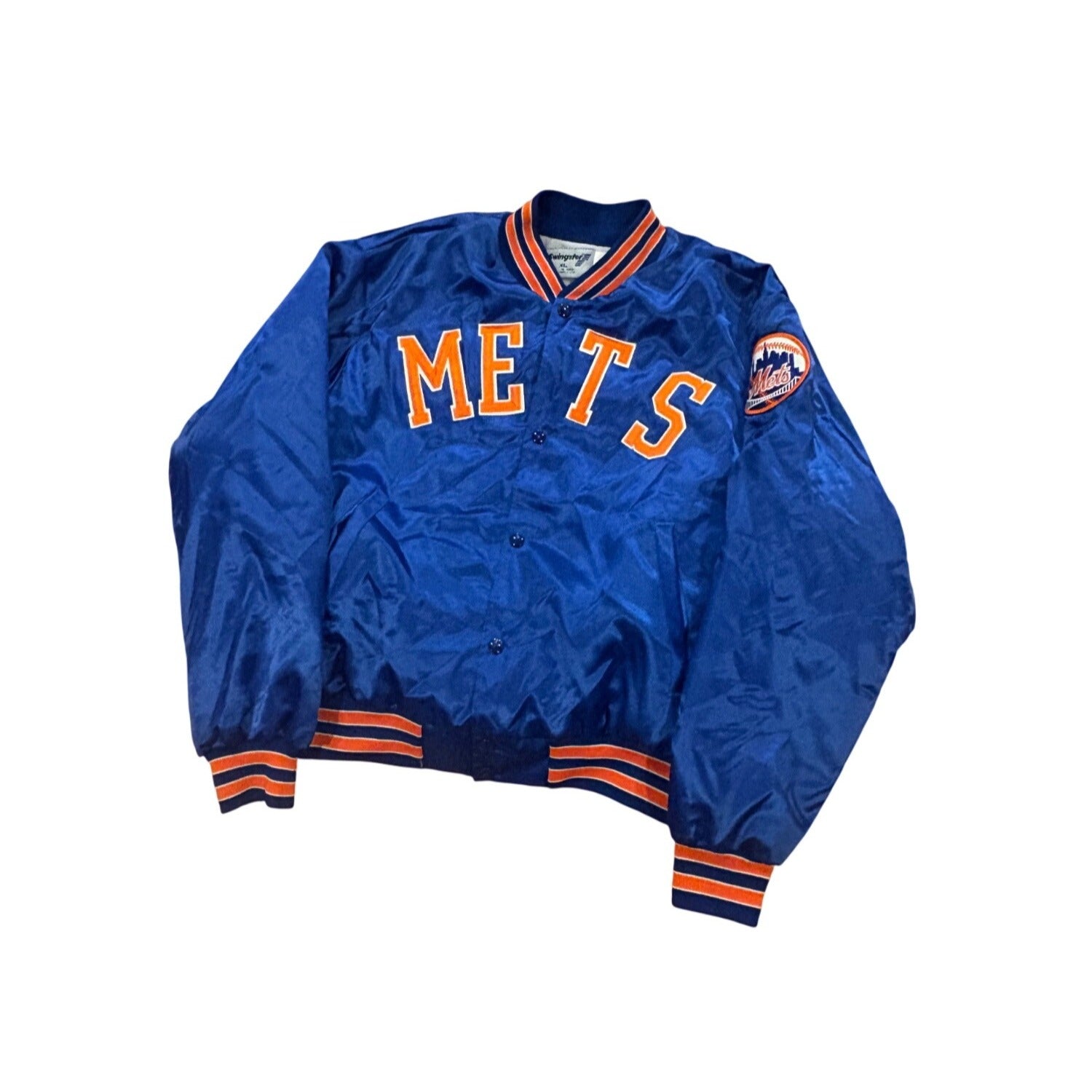 Vintage 80s Swingster New York Mets Spellout MLB Satin Bomber Jacket Men's XL