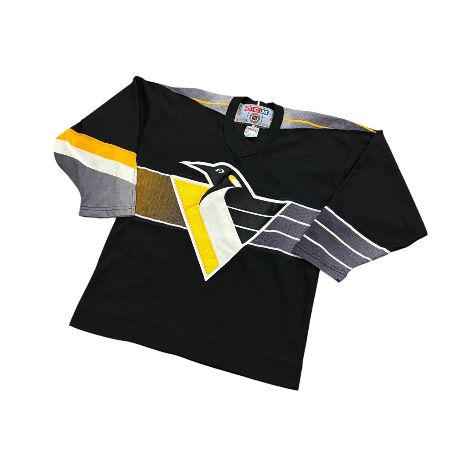 Vintage CCM Pittsburgh Penguins Robo Penguin Hockey Jersey Black Youth L/XL
