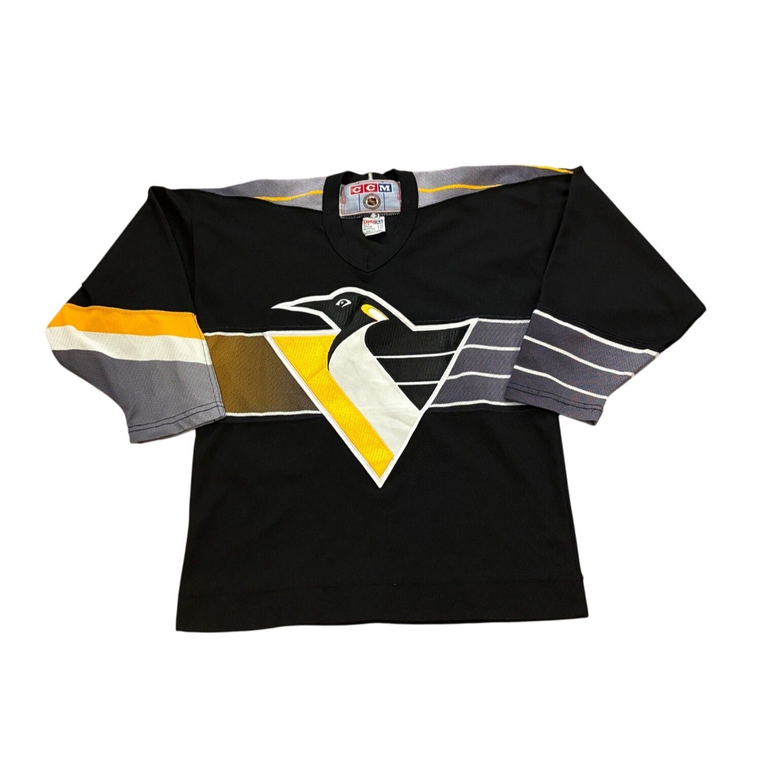 Vintage CCM Pittsburgh Penguins Robo Penguin Hockey Jersey Black Youth L/XL
