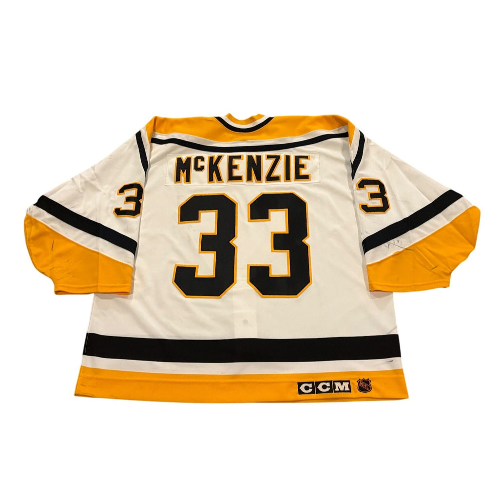 1994-95 CCM Pittsburgh Penguins Jim McKenzie #33 Game Worn NHL Jersey Size 56