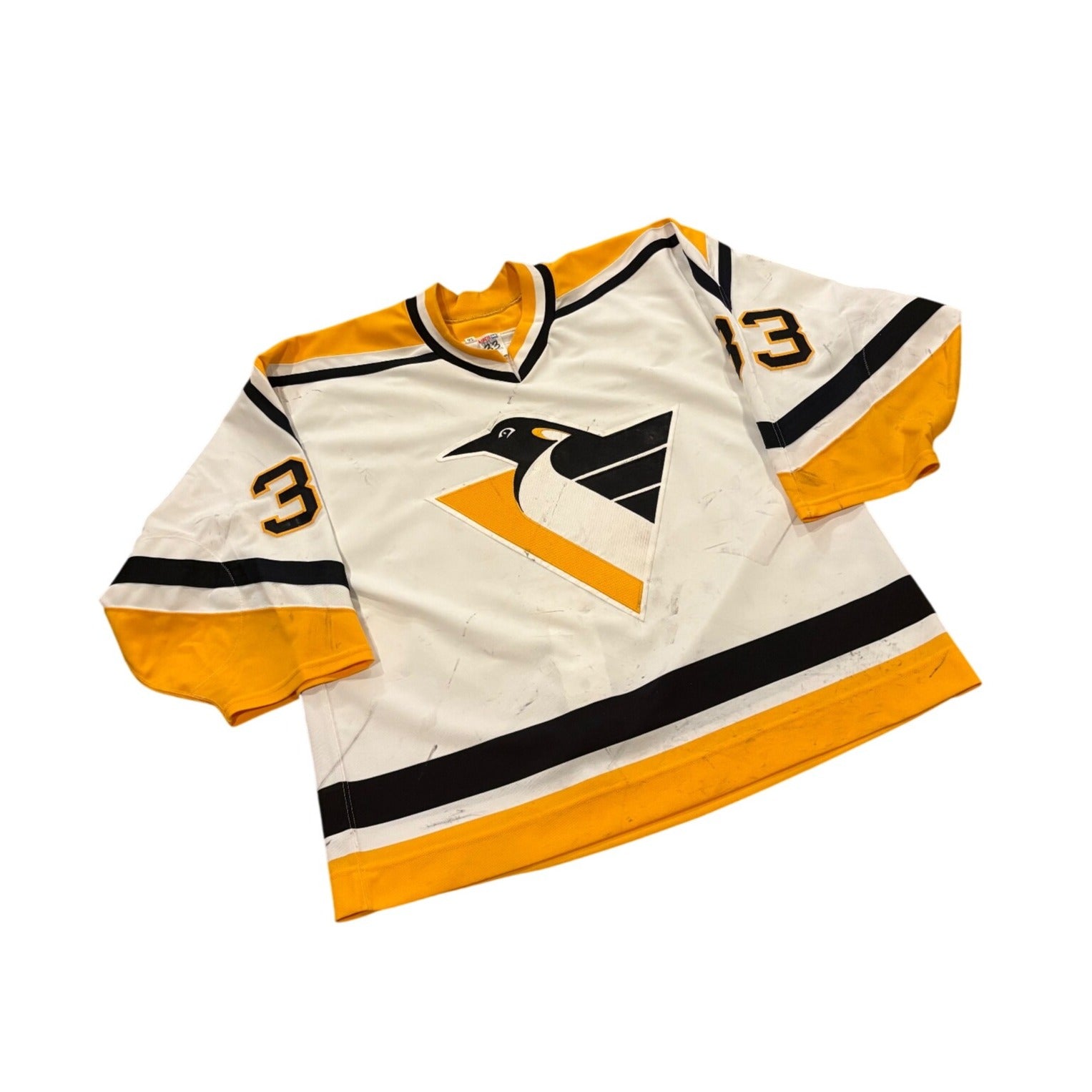 1994-95 CCM Pittsburgh Penguins Jim McKenzie #33 Game Worn NHL Jersey Size 56