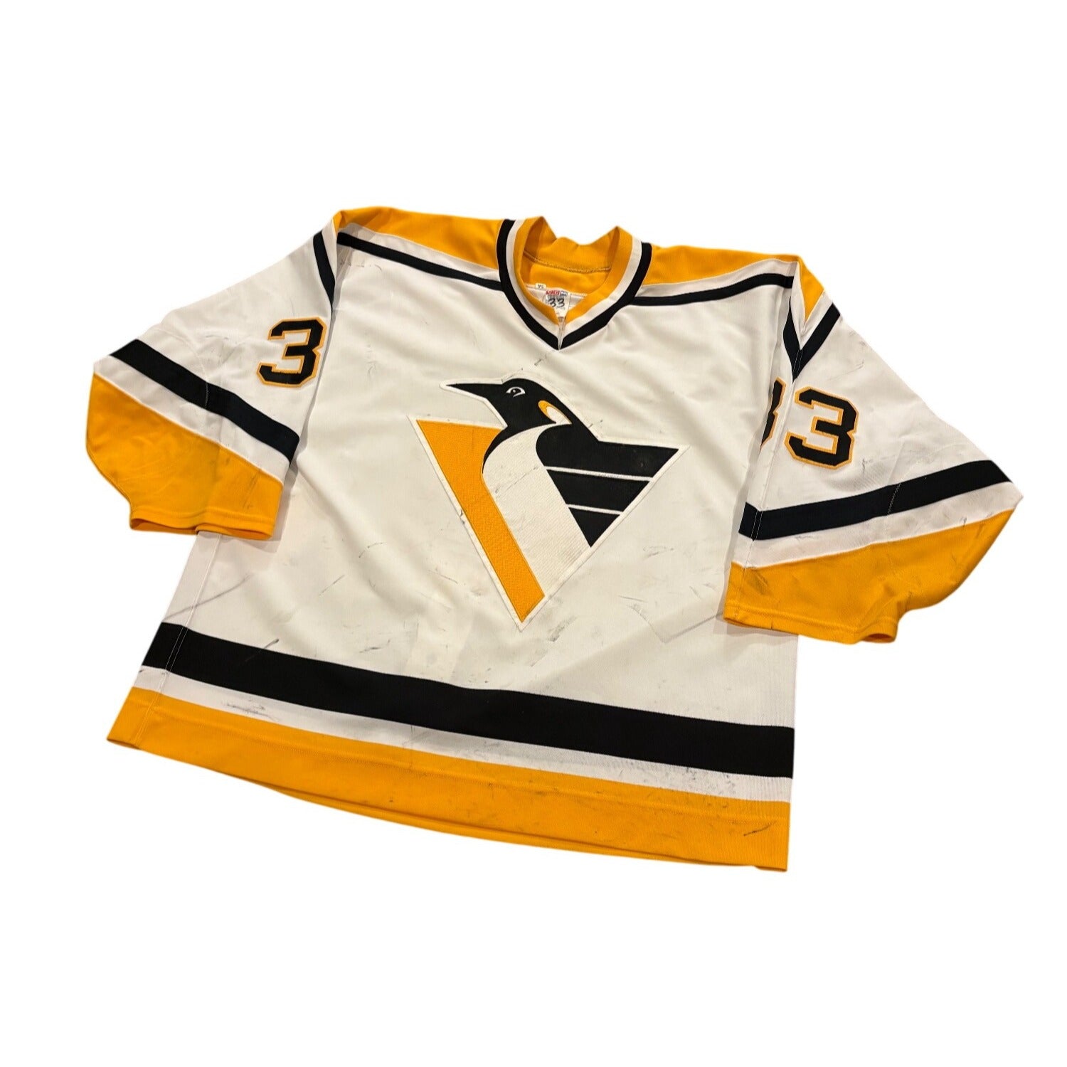 1994-95 CCM Pittsburgh Penguins Jim McKenzie #33 Game Worn NHL Jersey Size 56