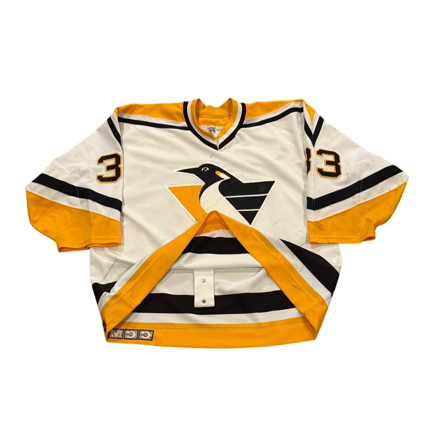 1994-95 CCM Pittsburgh Penguins Jim McKenzie #33 Game Worn NHL Jersey Size 56