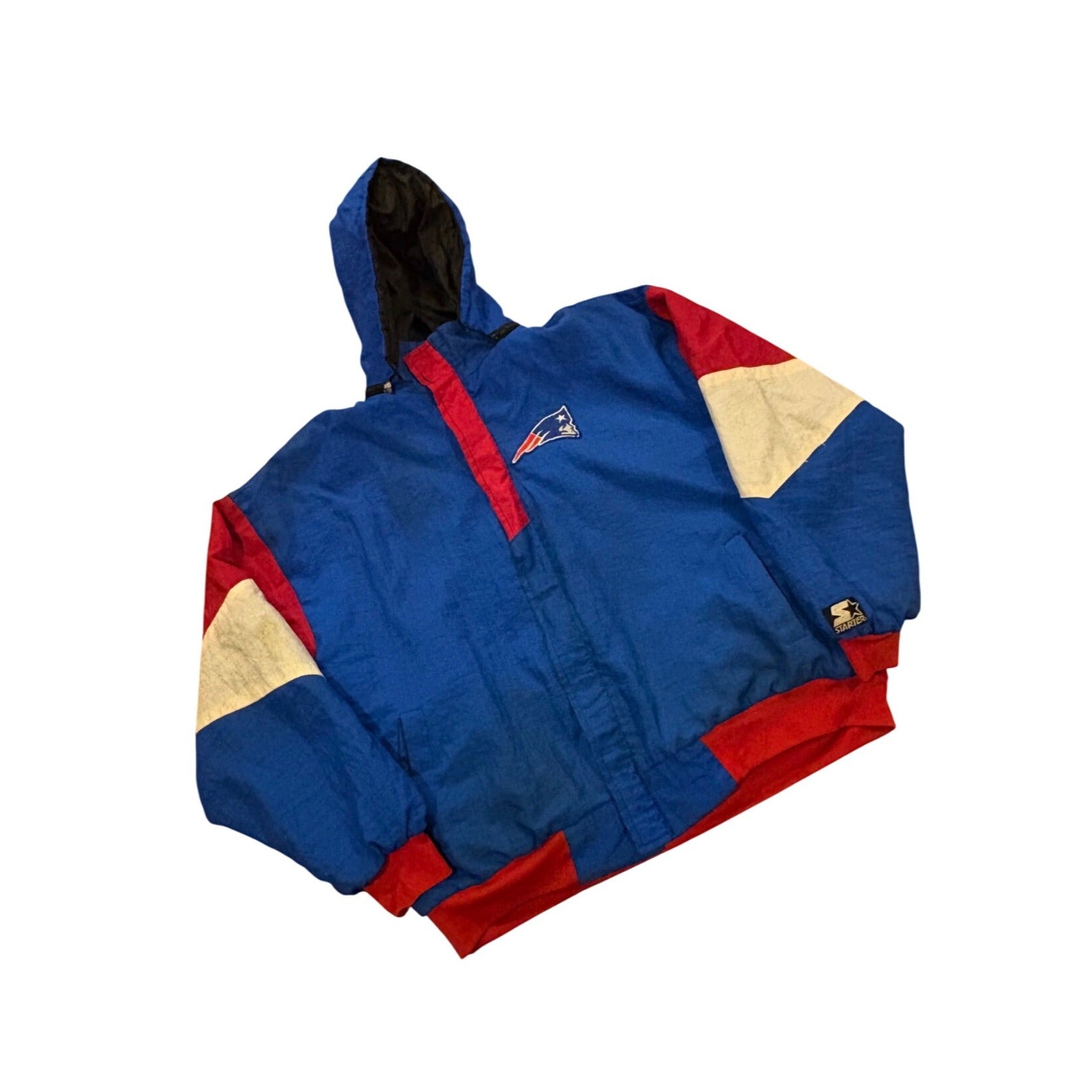 Vintage 90s Starter New England Patriots NFL Hooded Puffer Jacket Men's XL