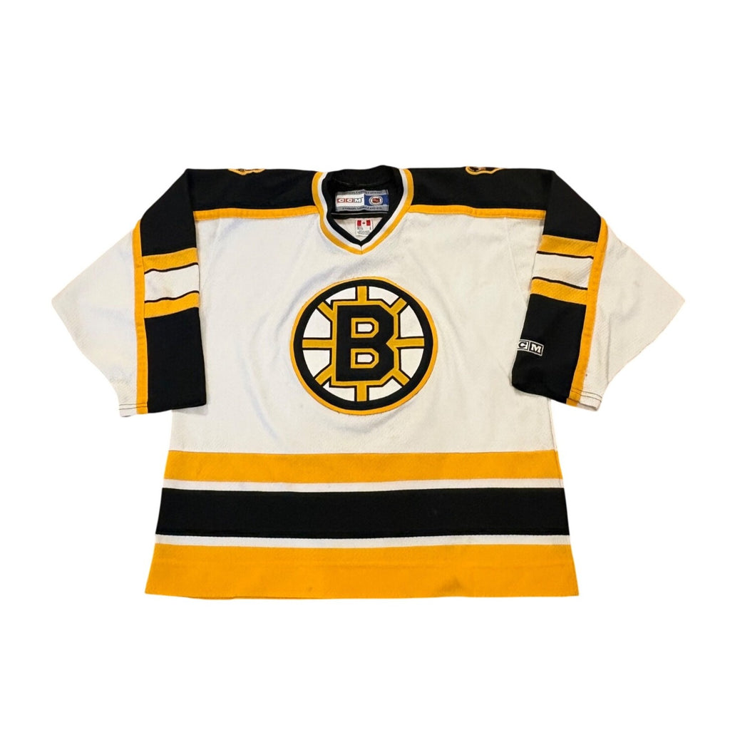 Vintage CCM Air-Knit Boston Bruins Stitched NHL Hockey Jersey White Men's Large