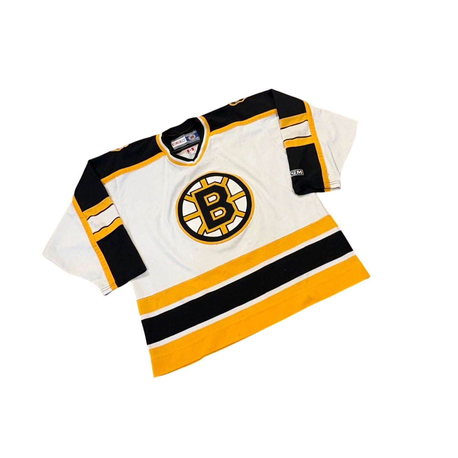 Vintage CCM Air-Knit Boston Bruins Stitched NHL Hockey Jersey White Men's Large