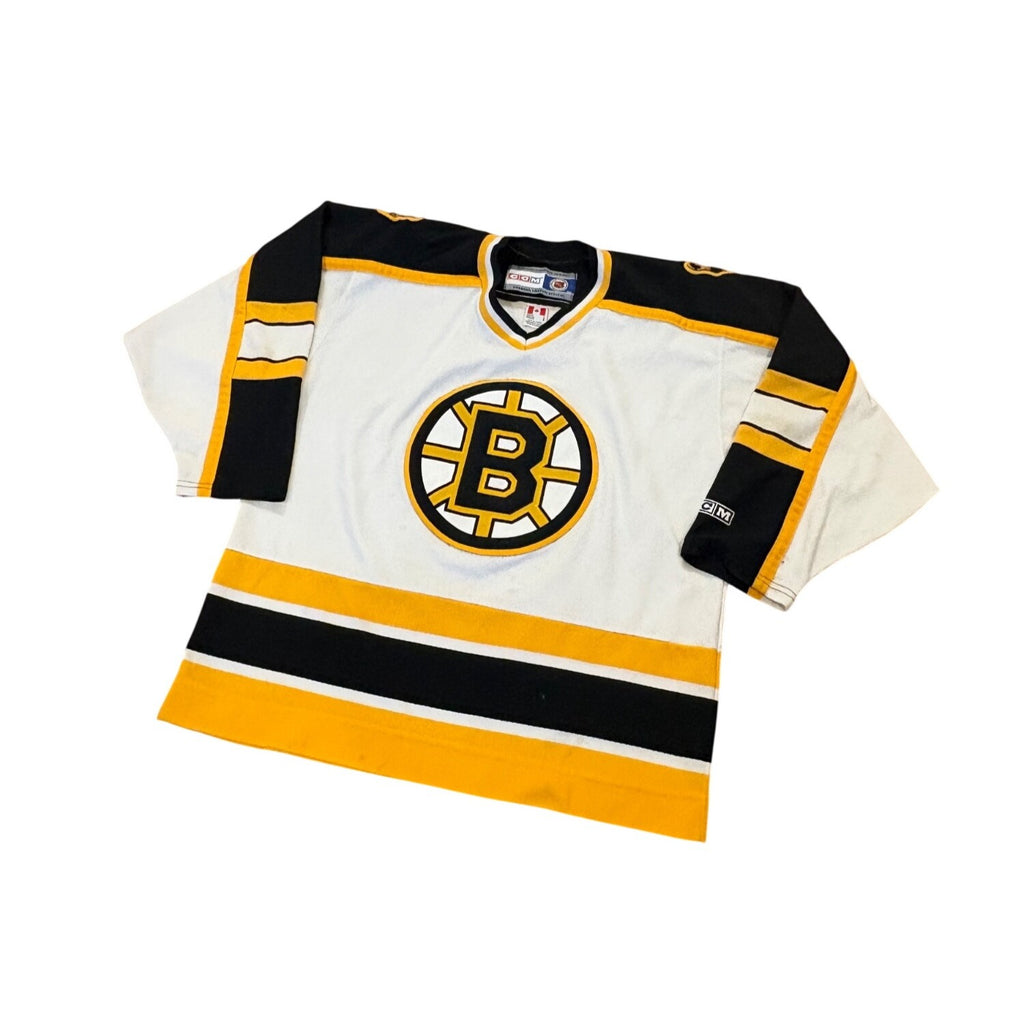 Vintage CCM Air-Knit Boston Bruins Stitched NHL Hockey Jersey White Men's Large
