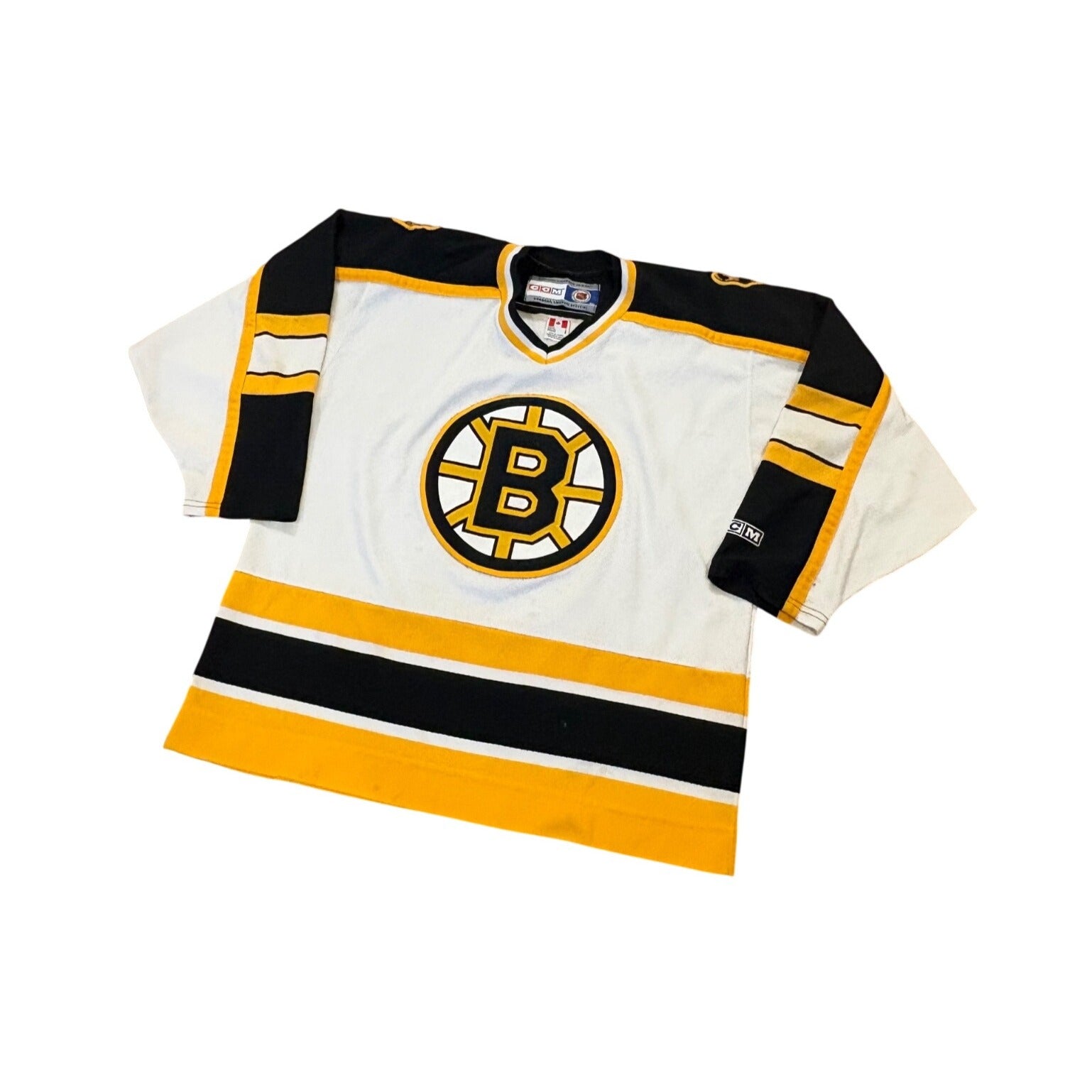Vintage CCM Air-Knit Boston Bruins Stitched NHL Hockey Jersey White Men's Large