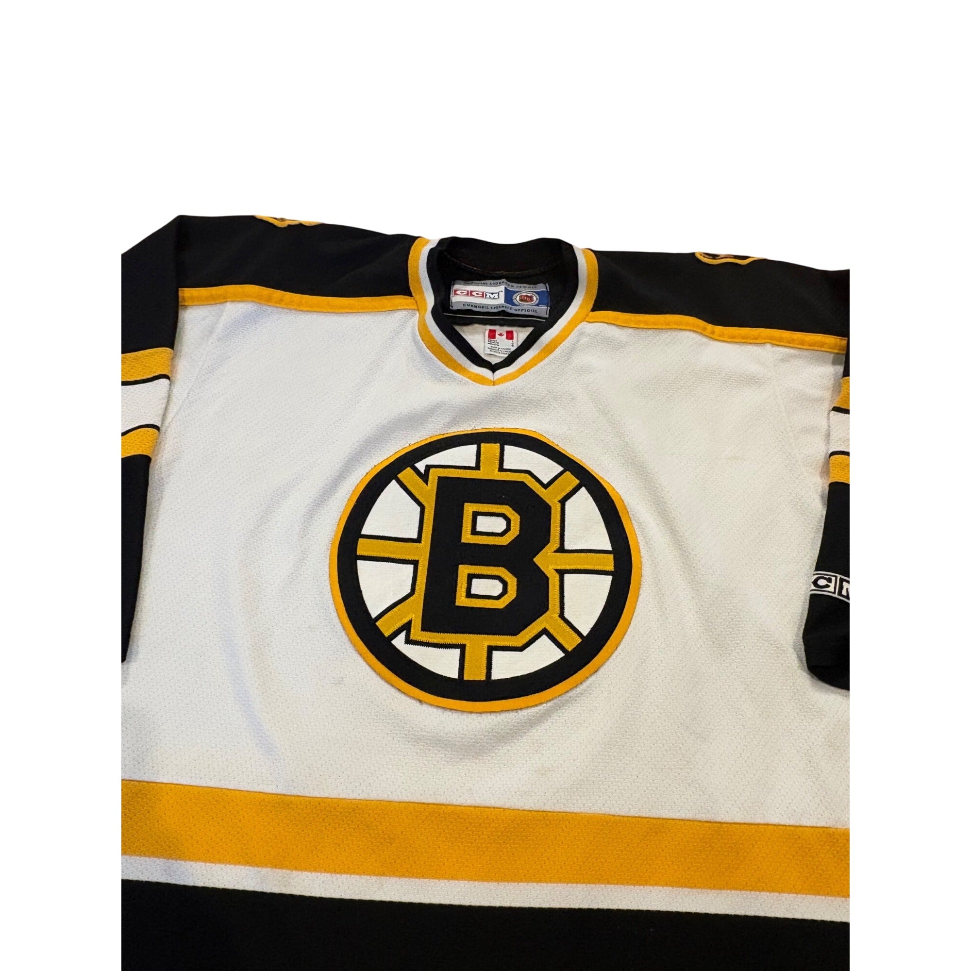 Vintage CCM Air-Knit Boston Bruins Stitched NHL Hockey Jersey White Men's Large