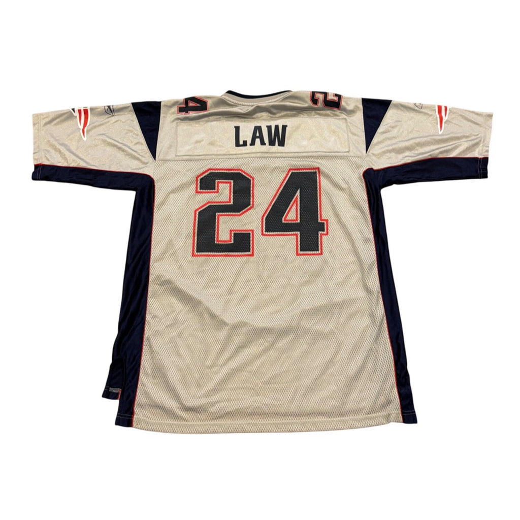 Rare Vintage Reebok New England Patriots Ty Law #24 Silver NFL Jersey Men's L