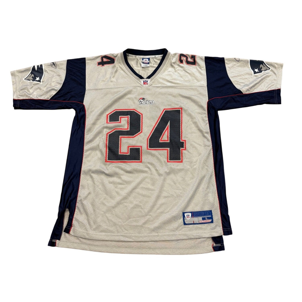 Rare Vintage Reebok New England Patriots Ty Law #24 Silver NFL Jersey Men's L