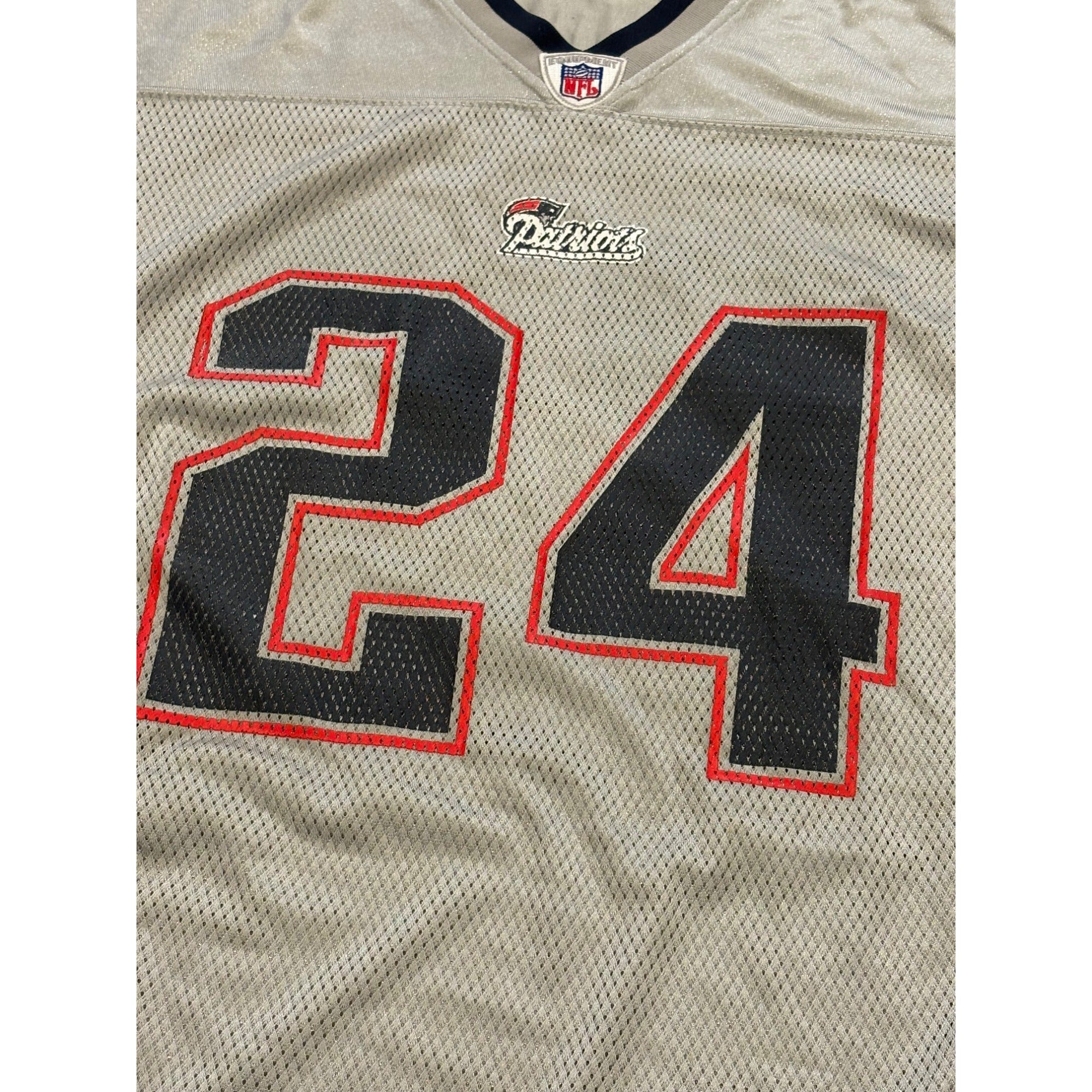 Rare Vintage Reebok New England Patriots Ty Law #24 Silver NFL Jersey Men's L