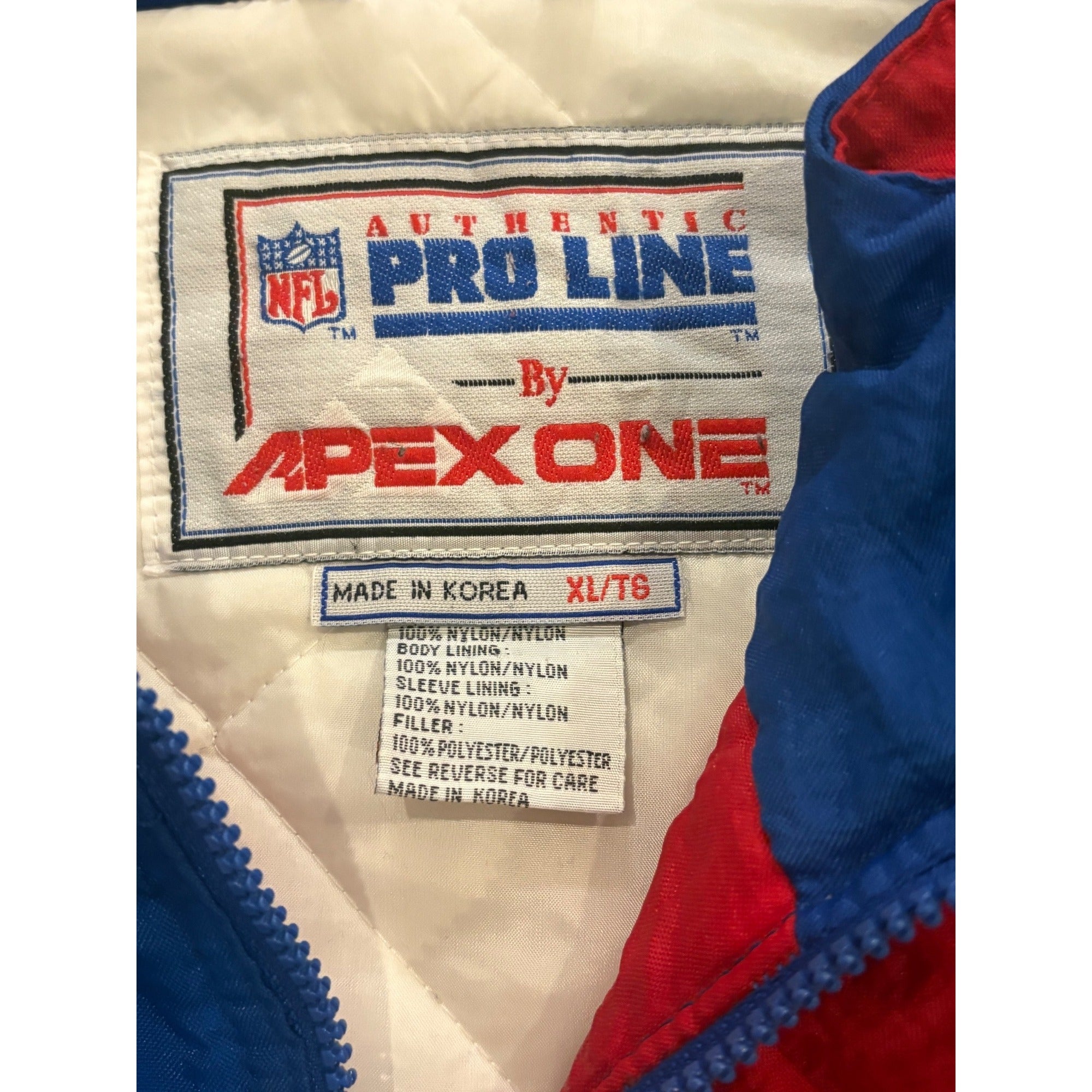 Vintage 90s Apex One New York Giants NFL Pro Line Full Zip Puffer Jacket Mens XL