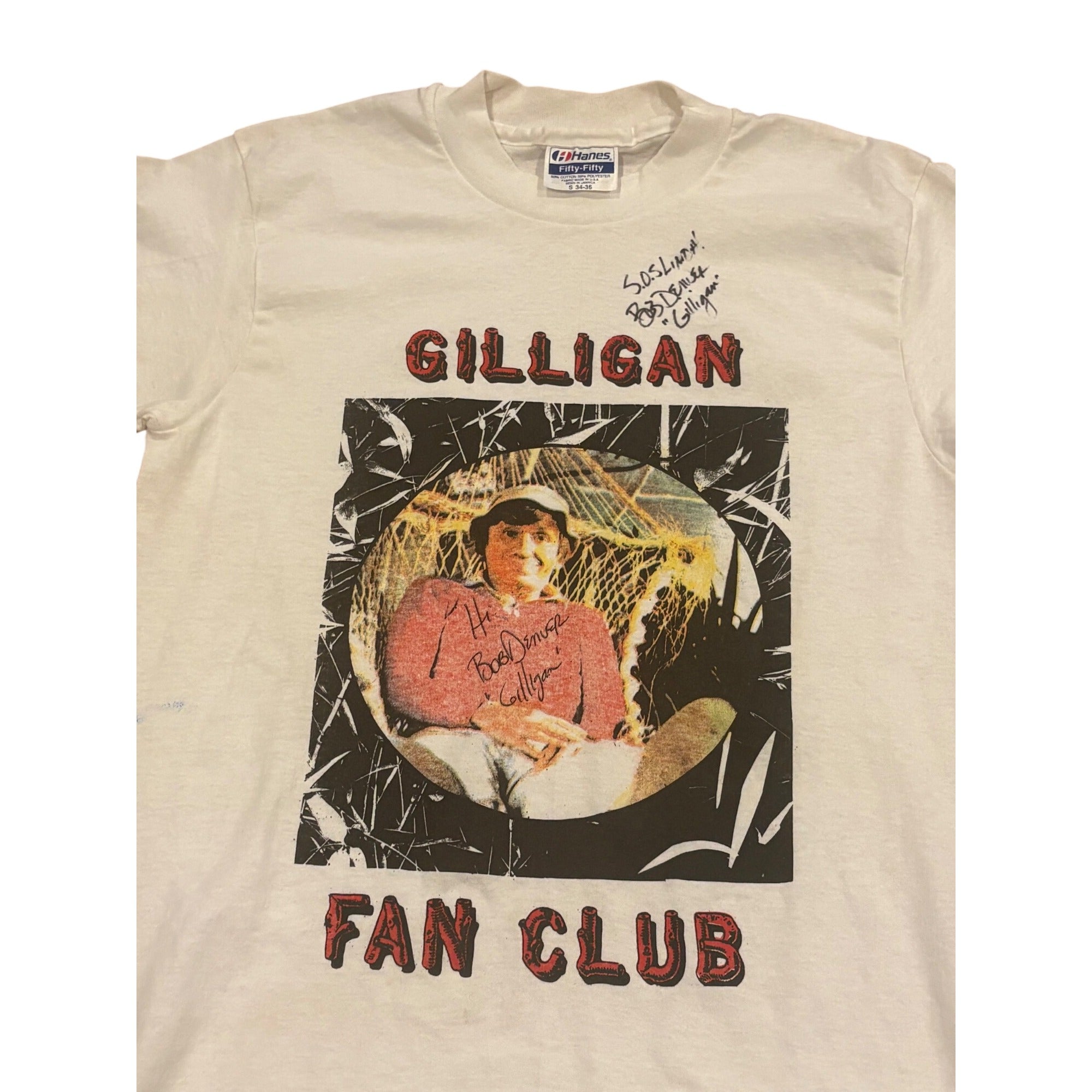 Vintage Bob Denver Original Autograph Signed Rare Gilligan Fan Club T-Shirt